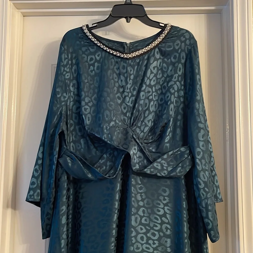 SHEIN dark teal/greenish  Long Sleeve Dress, size 3X - Picture 7 of 14